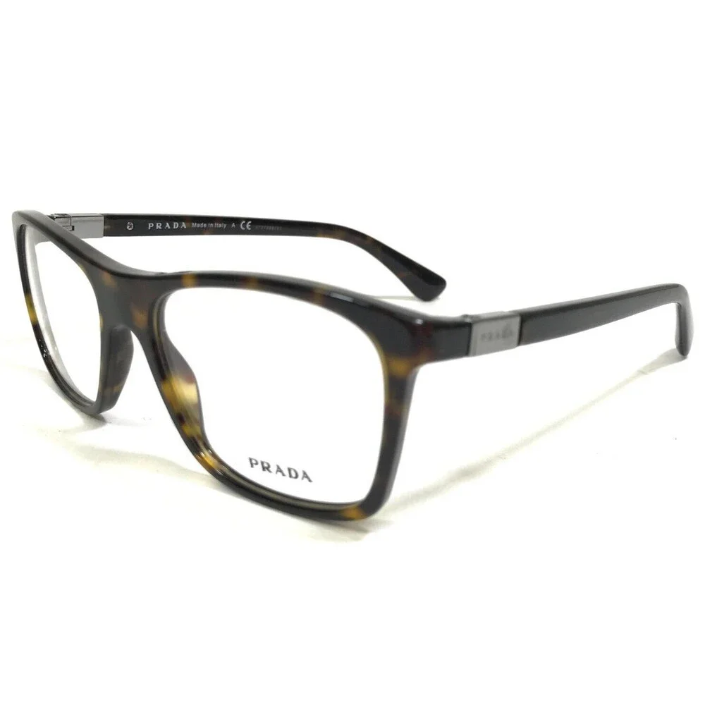 PRADA Eyeglasses Frames VPR 05S 2AU-1O1 Tortoise Square Full Rim 53-17-140